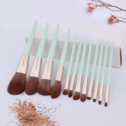 10pcs green Cosmetics brush set