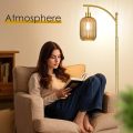 Striped glass lampshade LED bulb floor lamp