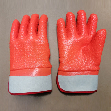 Safety Orange PVC Guantes recubiertos Impermeable 28 cm