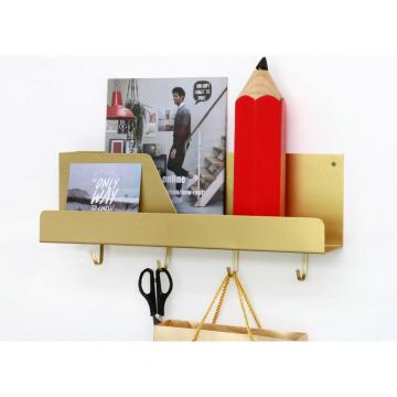24154Metal wall mounted shelf with hooks