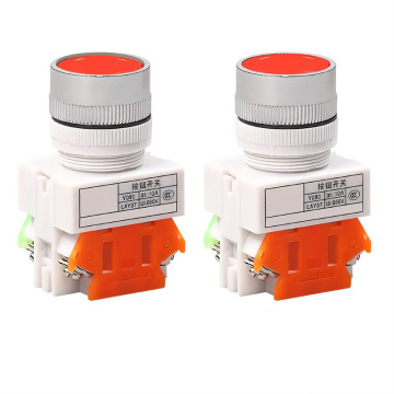Y090 Flat Head Pushbutton Switch with Silver Contacts, Aluminium Cap, and Copper Parts - 10A Max Current