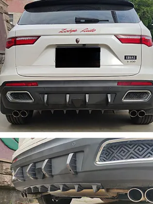 Carbon Fiber Bumper Lip Diffuser Tail Spoiler for Black Car Shark Fins Splitter Rear Trunk