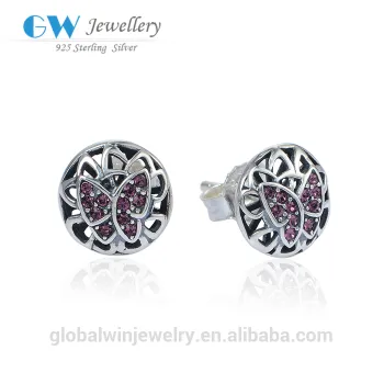 925 Sterling Silver Clip Cubic Zirconia Butterfly Earring