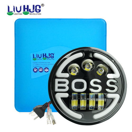 LiuHJG BOSS 7 Inch Round Motorcycle Led Headlight with H4 for Harley