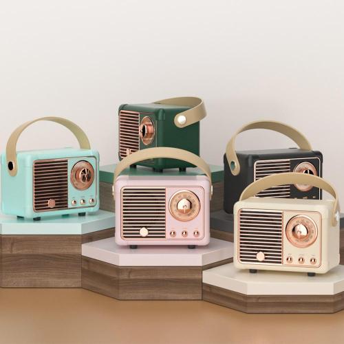 Altoparlante wireless portatile in pelle vintage esterna