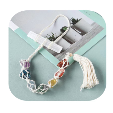 High Quality Natural DIY Seven Crystal Rough Stones Hand-woven Car Hanging for Decoration