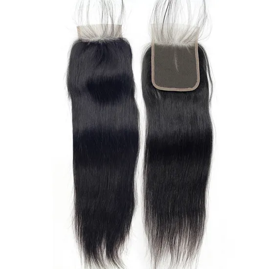 Straight 100% human hair closure 4*4, wholesale closure and frontal,Baby Hair Pre Plucked Remy Natural Color human hair closures