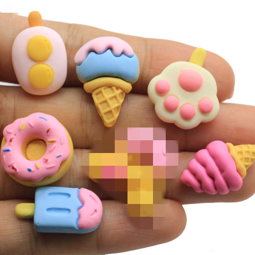 Commercio all&#39;ingrosso resina kawaii ciambelle dolci cabochon flatback simulazione cibo artigianato fai da te per centri di fiocchi di capelli decorazione di scrapbooking