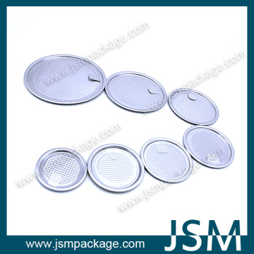 65mm diameter aluminum easy open lid for food paper cans