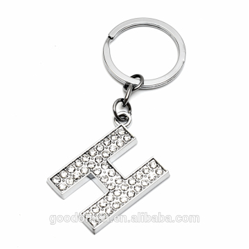 Customized letter rings Diamonds Classic Women metal Keychain