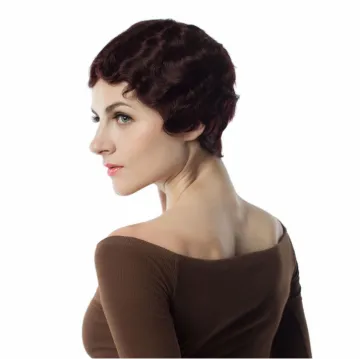 Pixie Cut Short Human Hair Wig Finger Wave For Black Women, Brazilian Virgin Cuticle Aligned Hair Wavy Wig