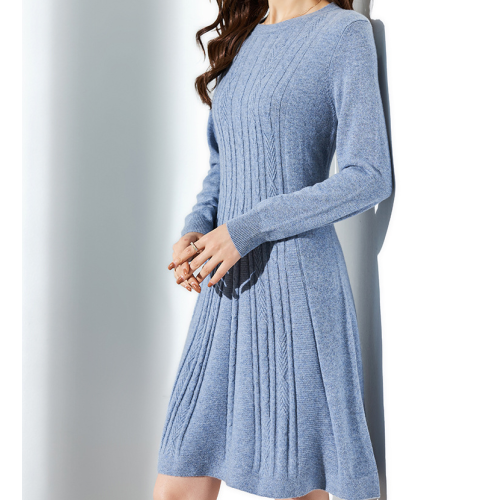 Women's Long Sleeve Knitted Crewneck Dress