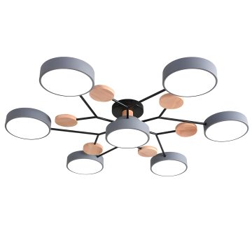 Nordic Macaron Wood LED Chandelier for Living Room and Hotel Dining Room