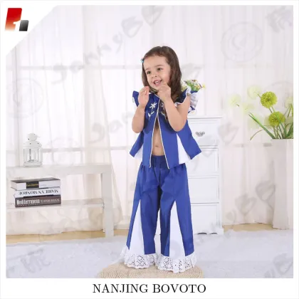 blue color easter outfit embroidery dress