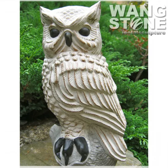 Hand Carved Garden Stone Owl Sculpture