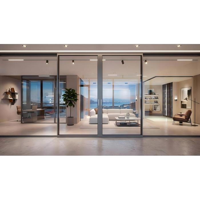 Resistência panorâmico do vento forte da porta de vidro deslizante