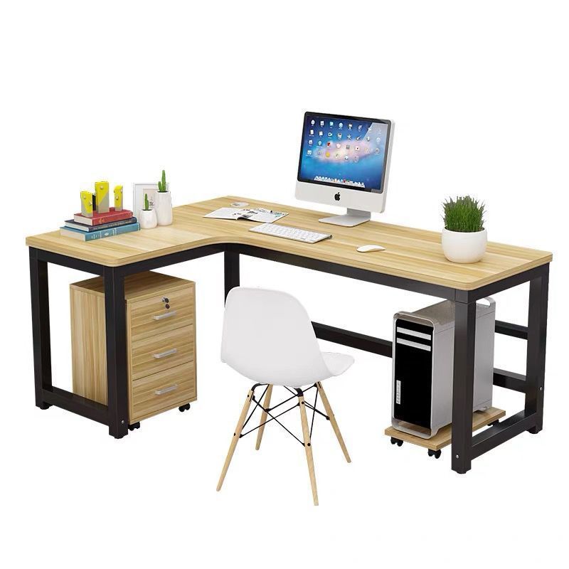 Bureau d'angle d'ordinateur en bois en L