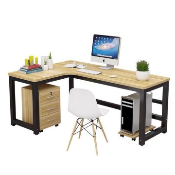 Bureau d&#39;angle d&#39;ordinateur en bois en L