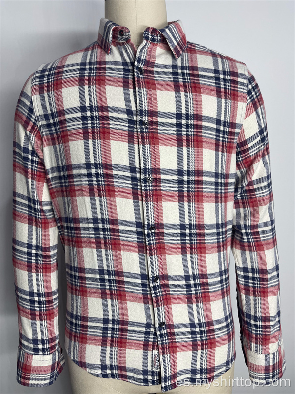 Camisa de franela a cuadros retro para hombres