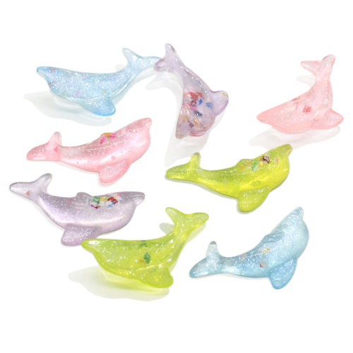 Kawaii Animal dos plat résine dauphin Cabochons océan Animal 3D charme Slime fournitures