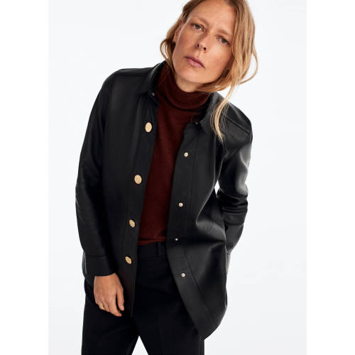 Women Slim Punk Leather Motorcycle Biker Shirt