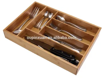 Deep Bamboo organizer Cutlery Tray Silverware Flatware Storage box