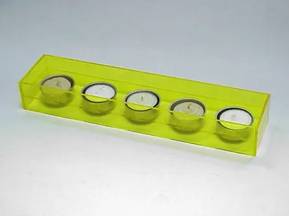 Rectangle Shape 5 pc green plastic candle holders