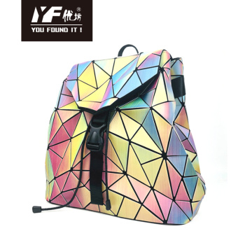 Drawstring impermeable viajar geométrico celosidad plegable cambio de color de lujo mochila chicas bolsas