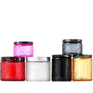 High End Clear Round Honey Sauce Cream Cosmetic Jar Glass Black Candle Holder With Lid