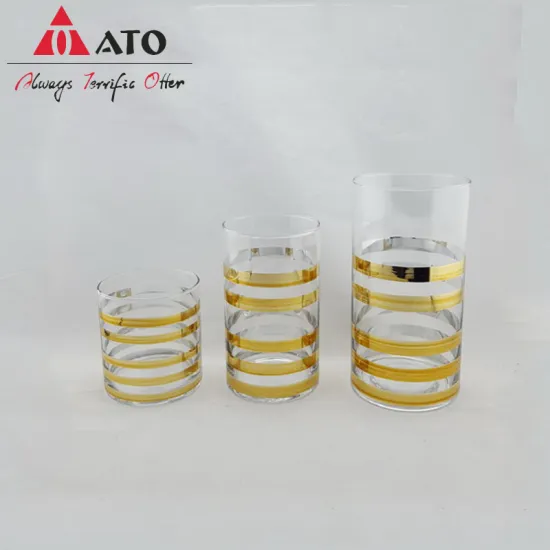 Clear Tumbler drinking glass with Golden circles cup