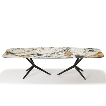 Italian Artificial Marble Rock Plate Combination Dining Table and Chair