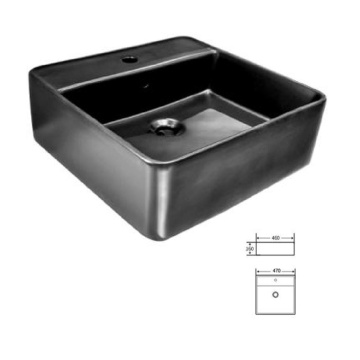 Square Matte Black Ceramic Art Basin