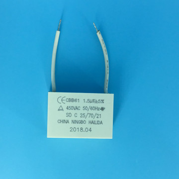 1.5MF CBB61 450V AC Run Ceiling Fan Motor Capacitor
