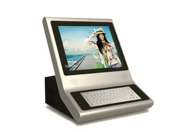 Compact Self Service Ticketing / Internet / Printer Countertop Kiosk With Keyboard
