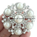 Brooch del rhinestone all&#39;ingrosso del fiore su ordinazione con la perla (TB030)