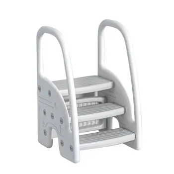 Foldable Plastic Kids Kitchen with 2-3 Step Stool and Handle