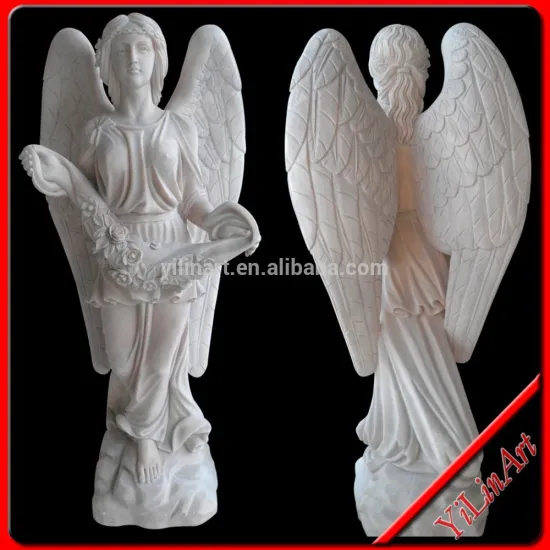Life-Size White Stone Marble Garden Angel Statue For Decorative