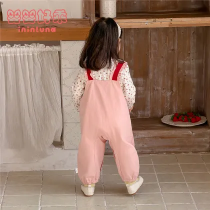 Baby Girl Spring Suspender Pants Set