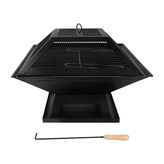 Square Steel Wood Burning Fire Pit Portable BBQ Grills for Camping
