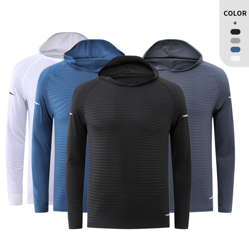 Men Breathable Long Sleeve Polyester hoodie Shirt