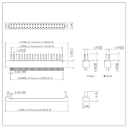 Stanard IDC Connector 1.27mm IDC Flat Cable Headers Section DIP Plug Connector (Terminated Height 5.1) Manufactory