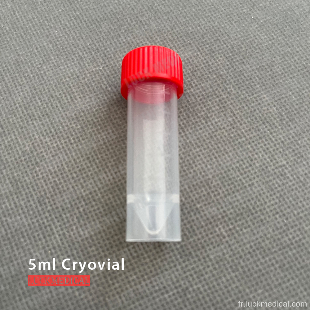 Cryovial de 5 ml auto-exceptionnel avec capeur à vis