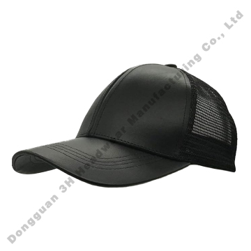 Custom Logo Leather Trucker Caps - High Quality 6 Panel Pu Leather Mesh Trucker Hat