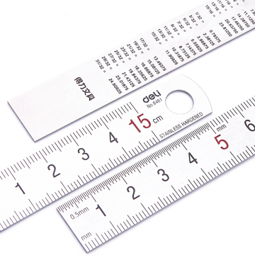 Hoogwaardige deli 8461 roestvrijstalen rechte liniaal voor school- en kantoorgebruik (15/20/30 cm)