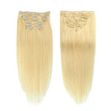 100% Brazilian Human Hair Clip In Hair Extension For White Woman, Blonde 613 Hair Extension Clip In Remy