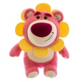 Strawberry bear stuffed animal with a sunflower hood