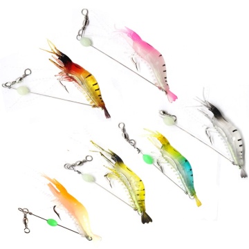 Luminous Shrimp Shaped Soft Fishing Lure Set with Hooks for Freshwater and Saltwater