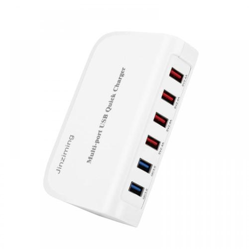 USB Stasiun pengisian pengisi daya cepat 84W 6-port QC3.0