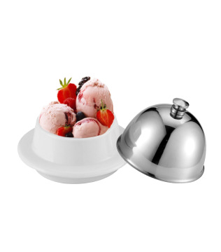 2022 Trending Stainless Steel Butter Dish with Ceramic Plate and Lid for Buffet Use