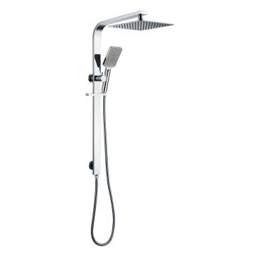 Exposed Square Shower Fixture With Hand Spray Chrome